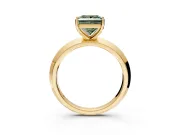 Solitaire Engagement Ring Setting for Fancy Green Princess Cut Center with Wide Knife Ridge Band and Prong Head in Yellow Gold
