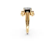 Solitaire Engagement Ring Setting for Princess Cut Center with Twisted Band and Scroll Prong Head in Yellow Gold
