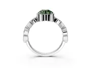 Milgrain Bezel Engagement Ring Setting for Fancy Green Round Cut Center with Marquise Stations and Bezel Head in Platinum