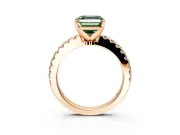 Solitaire Engagement Ring Setting for Fancy Green Asscher Cut Center with Single Row Accent Band and Prong Head in Rose Gold