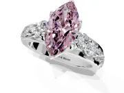 Solitaire Engagement Ring Setting for Fancy Pink Marquise Center with Graduated Shared Prongs and Prong Head in Platinum