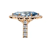Halo Engagement Ring Setting for Fancy Blue Marquise Center with Raised Halo, Pave Band and Prong Head in Rose Gold