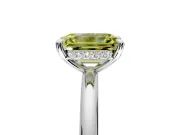 Hidden Halo Engagement Ring Setting for Fancy Yellow Emerald Cut Center with Thin Rounded Band and Prong Head in Sterling Silver