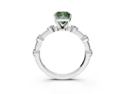 Solitaire Engagement Ring Setting for Fancy Green Cushion Cut Center with Bezel Station Band and Prong Head in Platinum