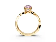 Solitaire Engagement Ring Setting for Fancy Pink Pear-Shaped Center with Pave and Plain Crossover Band and Prong Head in Yellow Gold
