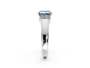 Solitaire Engagement Ring Setting for Fancy Blue Princess Cut Center with Wide Band, Pave Collar and Prong Head in Platinum