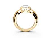 Halo Engagement Ring Setting for Asscher Cut Center with Tapered Plain Band and Prong Head in Yellow Gold