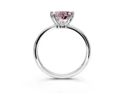 Minimalist Solitaire Engagement Ring Setting for Fancy Pink Heart-Shaped Center with Thin Band and Prong Head in White Gold
