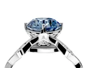 Solitaire Engagement Ring Setting for Fancy Blue Round Cut Center with Accented Twist Band and Leaf Prong Head in Sterling Silver