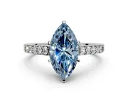 Solitaire Engagement Ring Setting for Fancy Blue Marquise Center with Crossover Accents and Prong Head in Sterling Silver