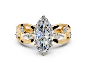 Solitaire Engagement Ring Setting for Marquise Center with Criss-Cross Accent Band and Prong Head in Yellow Gold