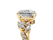 Solitaire Engagement Ring Setting for Radiant Cut Center with Marquise Accent Twist Band and Prong Head in Yellow Gold