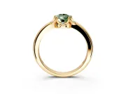 Floral Frame Engagement Ring Setting for Fancy Green Pear-Shaped Center with Accent Clusters and Prong Head in Yellow Gold