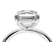 Low-Set Solitaire Engagement Ring Setting for Asscher Cut Center with Thin Plain Band and Prong Head in Platinum