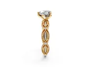 Solitaire Engagement Ring Setting for Heart-Shaped Center with Marquise Panel Band and Prong Head in Yellow Gold