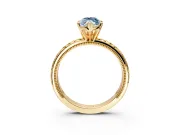 Solitaire Engagement Ring Setting for Fancy Blue Marquise Center with Milgrain X Pattern Band and Prong Head in Yellow Gold