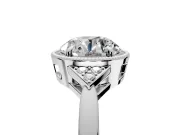 Cluster Engagement Ring Setting for Round Cut Center with Milgrain Shoulder Clusters and Prong Head in Platinum