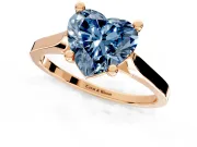 Solitaire Engagement Ring Setting for Fancy Blue Heart-Shaped Center with Tapered Shoulders and Prong Head in Rose Gold