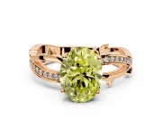Solitaire Engagement Ring Setting for Fancy Yellow Oval Center with Pave and Plain Crossover Band and Prong Head in Rose Gold