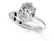 Solitaire Engagement Ring Setting for Oval Center with Wide Knife Ridge Band and Prong Head in Sterling Silver