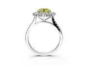Halo Engagement Ring Setting for Fancy Yellow Round Cut Center with Single-Row Pave, Open Basket and Prong Head in Platinum