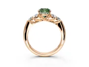Cluster Engagement Ring Setting for Fancy Green Cushion Cut Center with Round Cut Accent Frame and Prong Head in Rose Gold