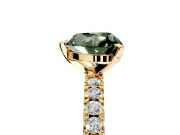 Solitaire Engagement Ring Setting for Fancy Green Heart-Shaped Center with Fine Pave Band and Claw Prong Head in Yellow Gold