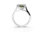 Single Halo Engagement Ring Setting for Fancy Yellow Emerald Cut Center with Corner Claws, Plain Band and Prong Head in Platinum
