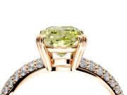 Solitaire Engagement Ring Setting for Fancy Yellow Cushion Cut Center with Multi-Row Pave Accents and Basket Head in Rose Gold