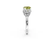 Leaf Cluster Engagement Ring Setting for Fancy Yellow Round Cut Center with Marquise Accents and Prong Head in Platinum