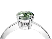 Solitaire Engagement Ring Setting for Fancy Green Oval Center with Plain Band and Flat Tab Prong Head in White Gold