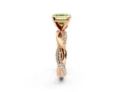Solitaire Engagement Ring Setting for Fancy Yellow Asscher Cut Center with Pave and Plain Crossover and Basket Head in Rose Gold