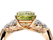 Cluster Engagement Ring Setting for Fancy Yellow Princess Cut Center with Round Cut Accent Frame and Prong Head in Rose Gold