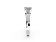 3 Stone Engagement Ring Setting for Asscher Cut Center with Raised Basket Heads and Prong Head in Platinum