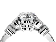 Floral Engagement Ring Setting for Oval Center with Marquise Cluster Shoulders and Prong Head in Sterling Silver
