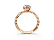 Rope Engagement Ring Setting for Fancy Pink Oval Center with Accent Shoulders and Prong Head in Rose Gold