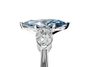 3 Stone Engagement Ring Setting for Fancy Blue Marquise Center with Large Pear-Shaped Accents and Prong Head in Platinum