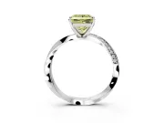 Side Accent Engagement Ring Setting for Fancy Yellow Princess Cut Center with Accent Shoulders and Prong Head in White Gold