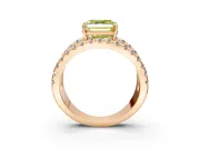 Solitaire Engagement Ring Setting for Fancy Yellow Asscher Cut Center with Wide-Open Split Shank and Prong Head in Rose Gold