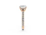 Solitaire Engagement Ring Setting for Asscher Cut Center with Large Accent Band and Prong Head in Rose Gold