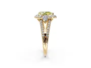 Halo Engagement Ring Setting for Fancy Yellow Pear-Shaped Center with Two-Strand Split Shank and Prong Head in Yellow Gold