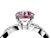 Crossover Engagement Ring Setting for Fancy Pink Round Cut Center with Pave and Plain Strands and Prong Head in Sterling Silver