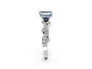 Solitaire Engagement Ring Setting for Fancy Blue Asscher Cut Center with Bar-Station Pave Twist and Prong Head in Platinum