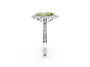 Milgrain Floral Halo Engagement Ring Setting for Fancy Yellow Marquise Center with Pave Band and Prong Head in Sterling Silver