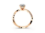Side Accent Engagement Ring Setting for Radiant Cut Center with Accent Shoulders and Prong Head in Rose Gold