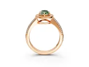 Milgrain Halo Engagement Ring Setting for Fancy Green Marquise Center with Three-Sided Pave Band and Prong Head in Rose Gold