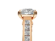 Solitaire Engagement Ring Setting for Princess Cut Center with Channel Band and Double Claw Prong Head in Rose Gold