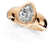 Solitaire Engagement Ring Setting for Pear-Shaped Center with Wide Band and Bezel Head in Rose Gold