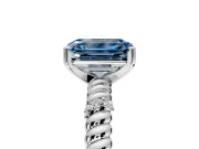 Rope Engagement Ring Setting for Fancy Blue Emerald Cut Center with Accent Shoulders and Prong Head in Sterling Silver
