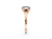 Solitaire Engagement Ring Setting for Fancy Blue Asscher Cut Center with Plain Split Shank and Prong Head in Rose Gold